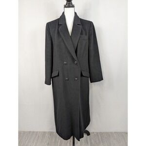 Vtg Juli De Roma Overcoat Black Long Pea Coat Old Money Quiet Luxury Preppy A094